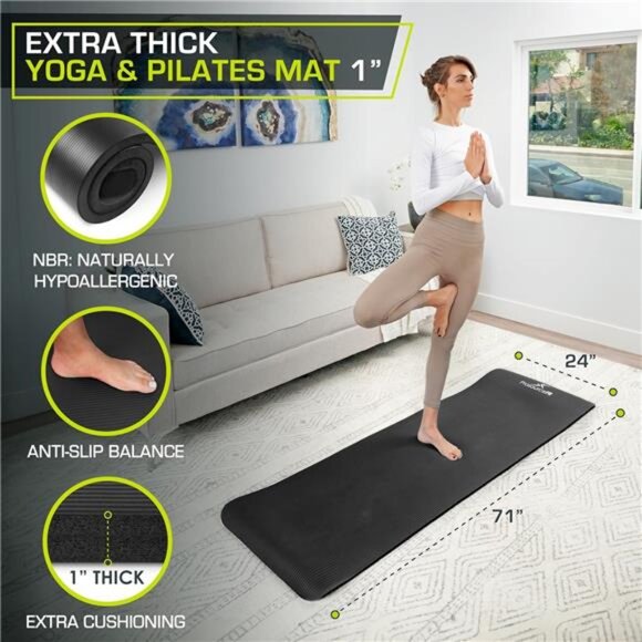 Extra Thick Yoga & Pilates Mat ½”(13mm),71-inch Long High Density Exercise Mat - Picture 2 of 6